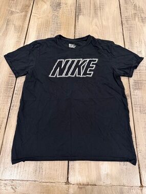 Nike Black Short Sleeve Tee with White-Outlined Logo